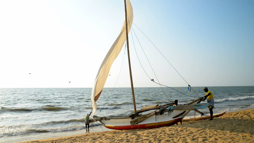 Negombo Sri Lanka February Traditional Sri Lankan Boat