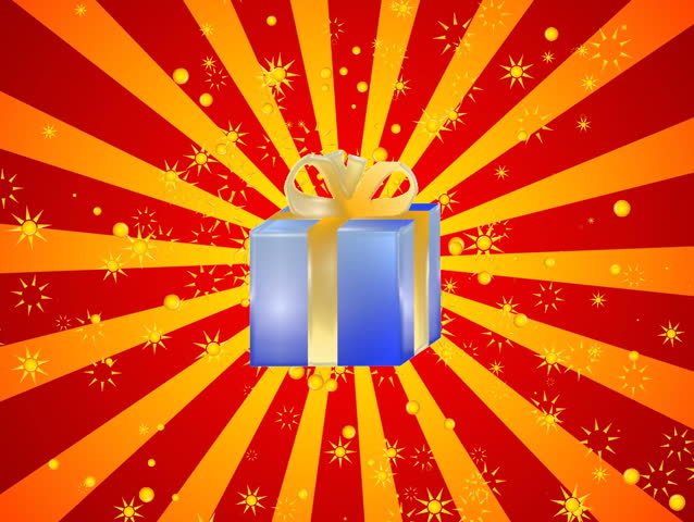 Crazy gift box exploding with sparks, HD 20 sec. clip