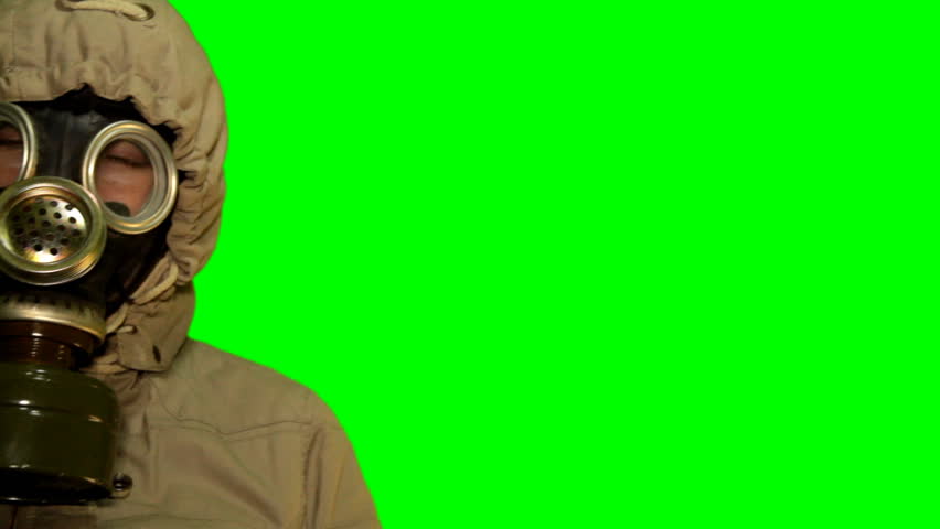 Chroma key persons in gas mask