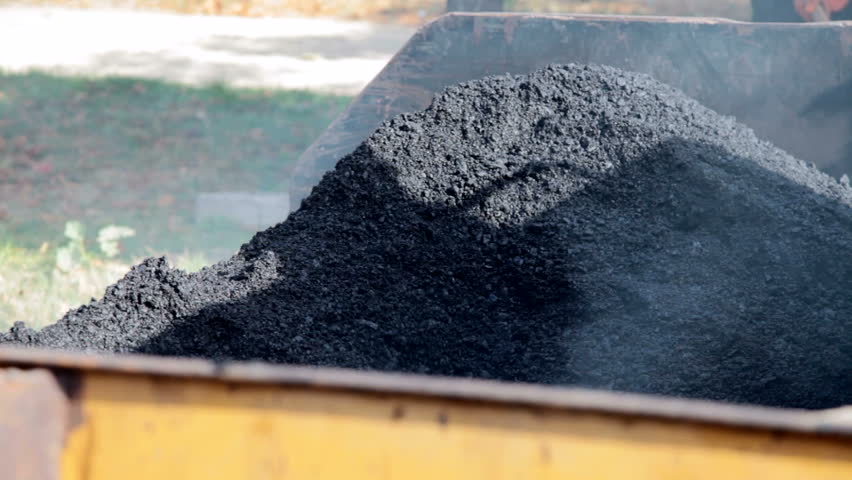 Unrolled hot black asphalt