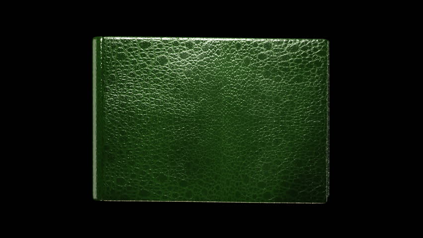 Old blank green book with flipping pages