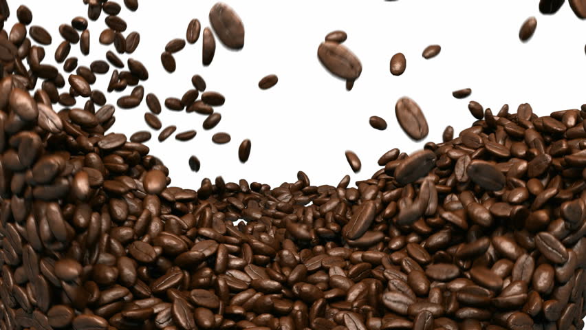 Coffee beans mixing and tossing up with slow motion 
