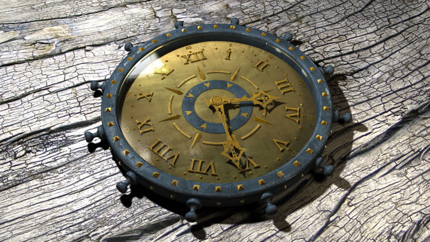 Time Flies - Time Lapse Old Clock 12 (HD) - Motion background with old spinning clock. 3D animation. Great for history and documentary concepts.