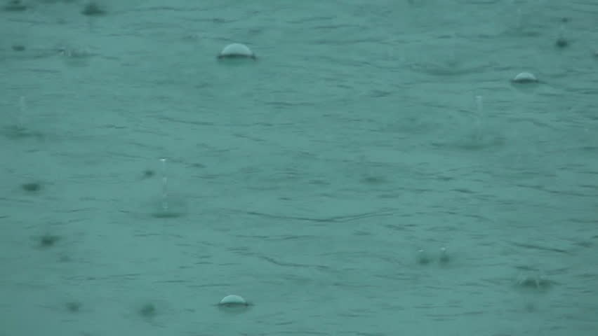 Raindrops in a puddle.