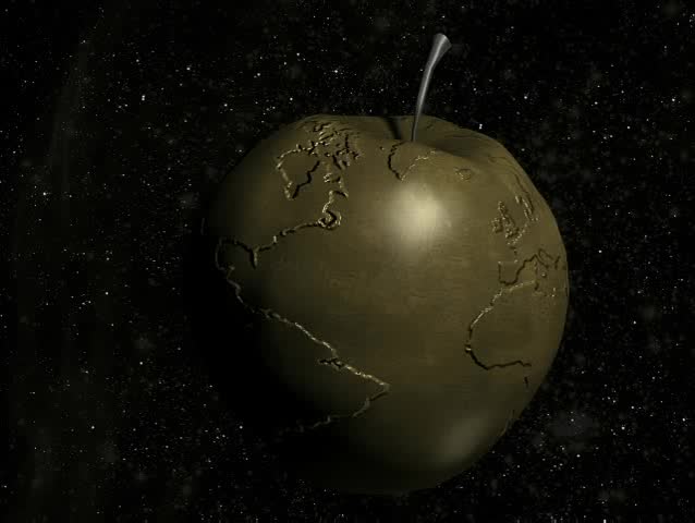 gold apple in the space