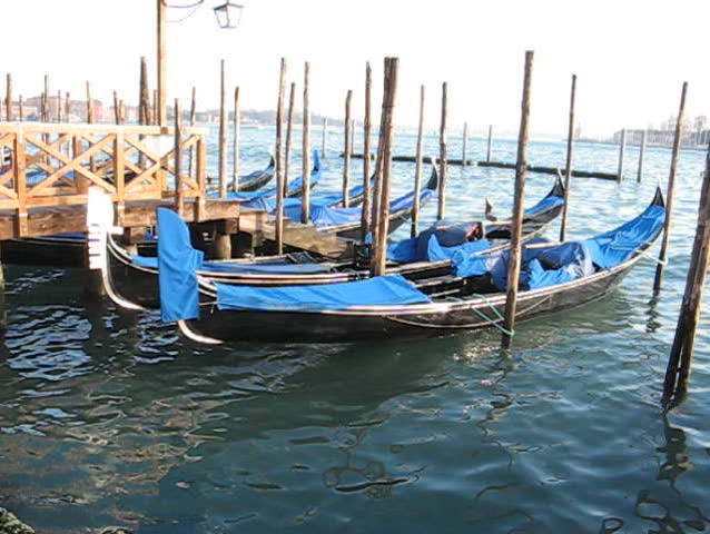 Venice: Parked Gondolas near St. Mark Square