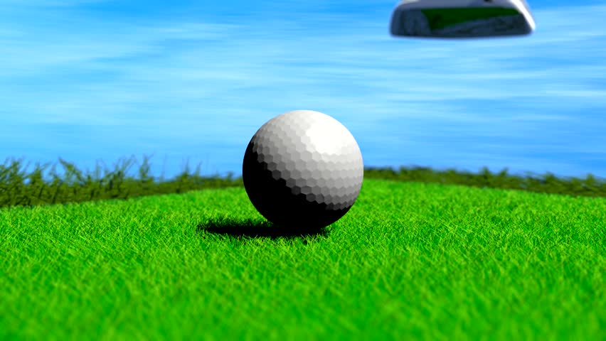golf - putting into hole
