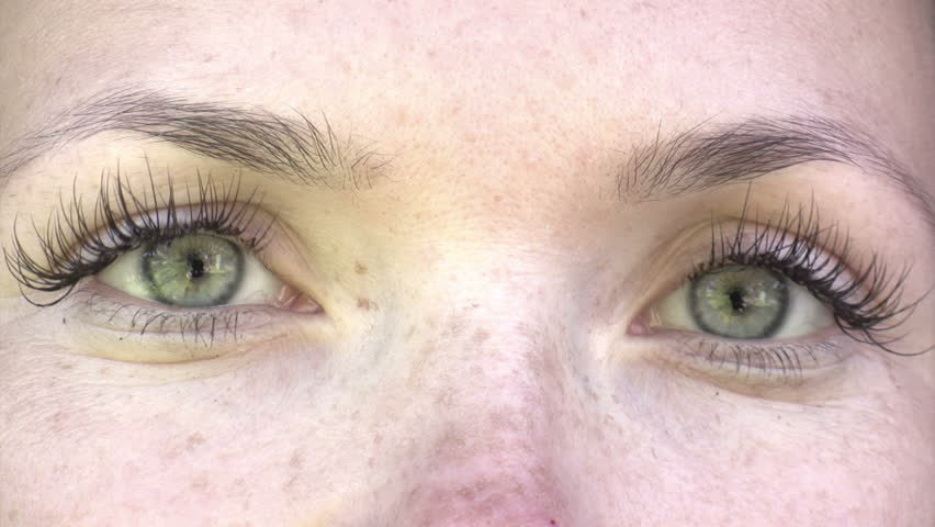 Close-up of young woman's eyes looking at camera 