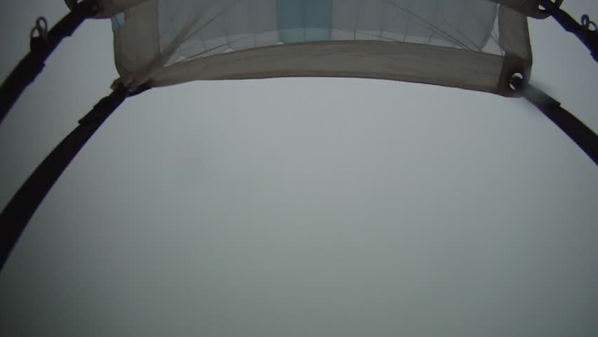 Parachute opening in the fog.