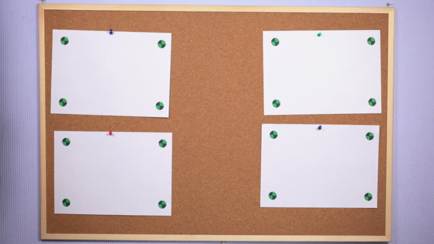 HD: a person leaves a sheet of paper on the pinboard, tracking markers included
