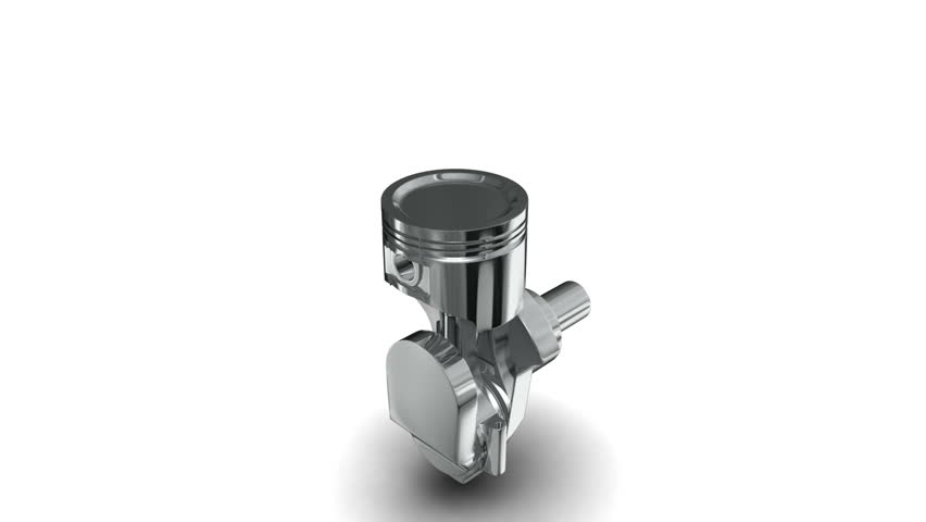 engine pistons and cog isolated on white background loop-able 