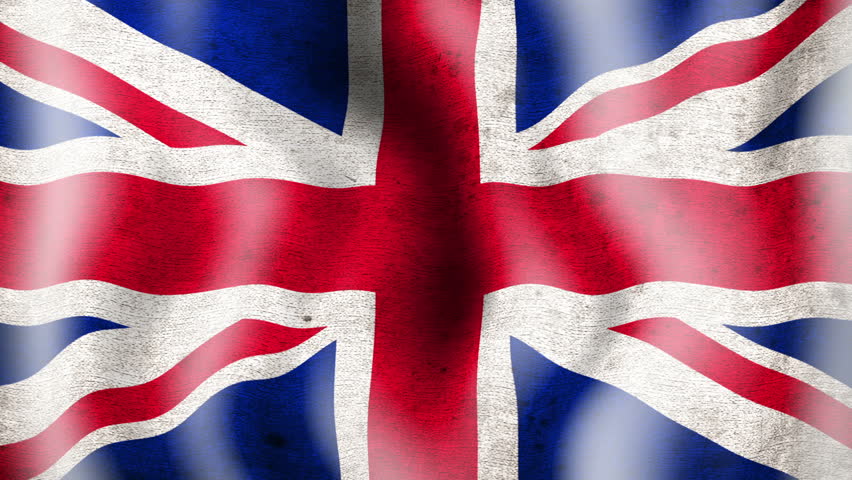 A worn grunge national 3d  british flag waving.