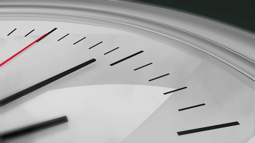 Three dimensional close-up animation of a chrome clock ticking. High definition 1080p.