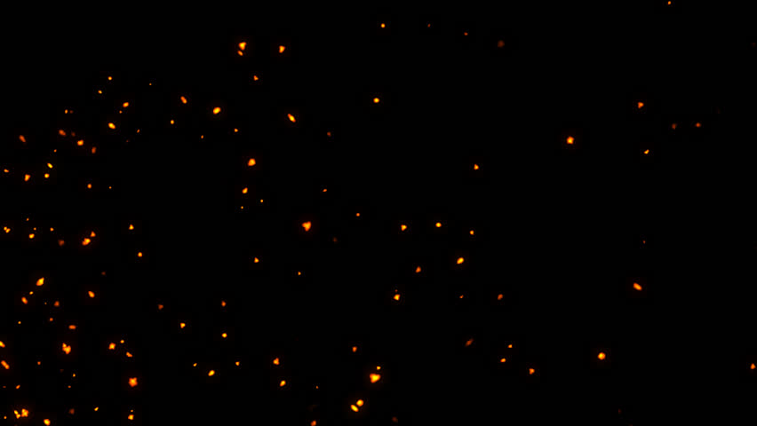 Hot glowing embers blowing from left to right.  1080p and contains an Alpha.