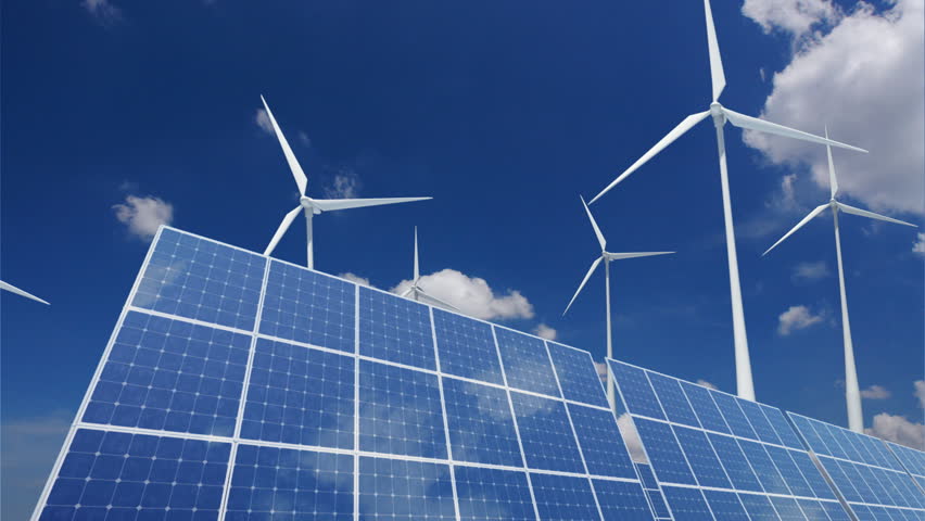 Solar Panels and Wind Turbines.