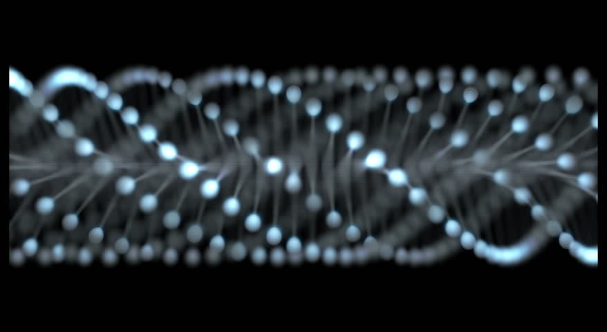 Simple three dimensional animation of a DNA strand revolving 