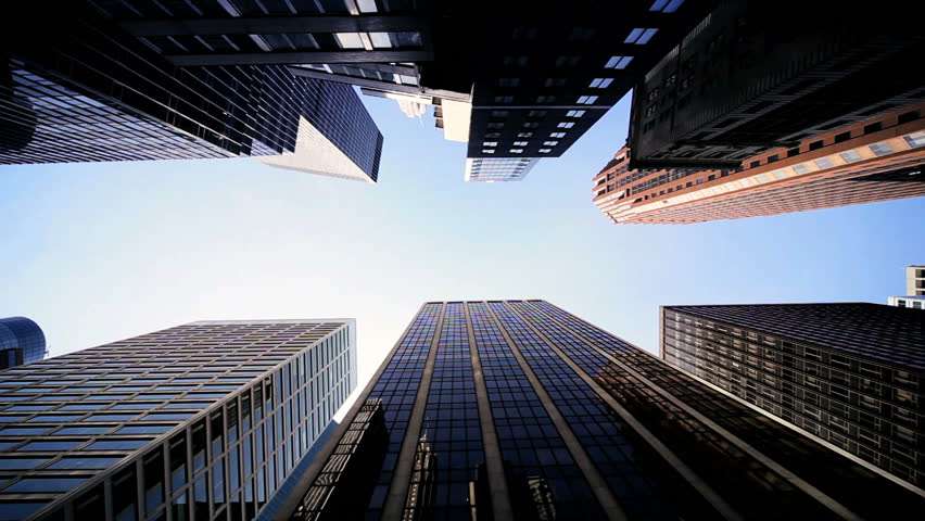 High Angle Vertical approach to a Cities Resolution to Urban Living with Skyscrapers, Office blocks, and Apartments. New York, North America, USA