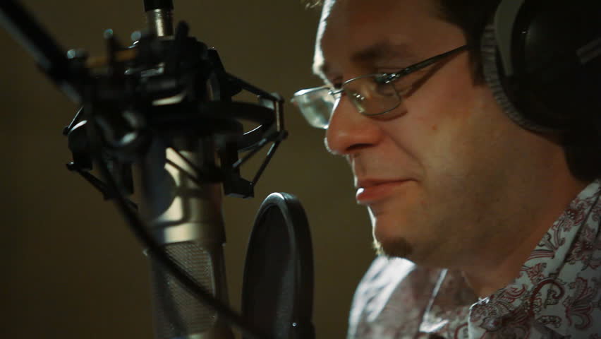 Radio DJ with Headphones. Night Air