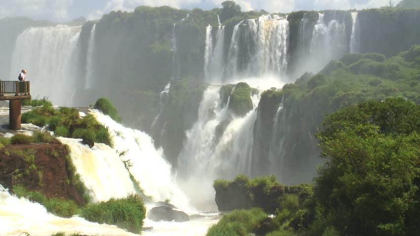 HD 1080i: Visitor point and part of the Iguazu falls from the brazilian side. Tripod.