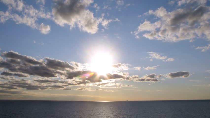 Beautiful sunset at Baltic sea, view from ship, time lapse