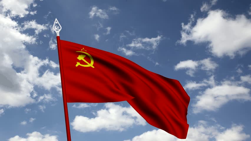 Soviet flag flying in the sky