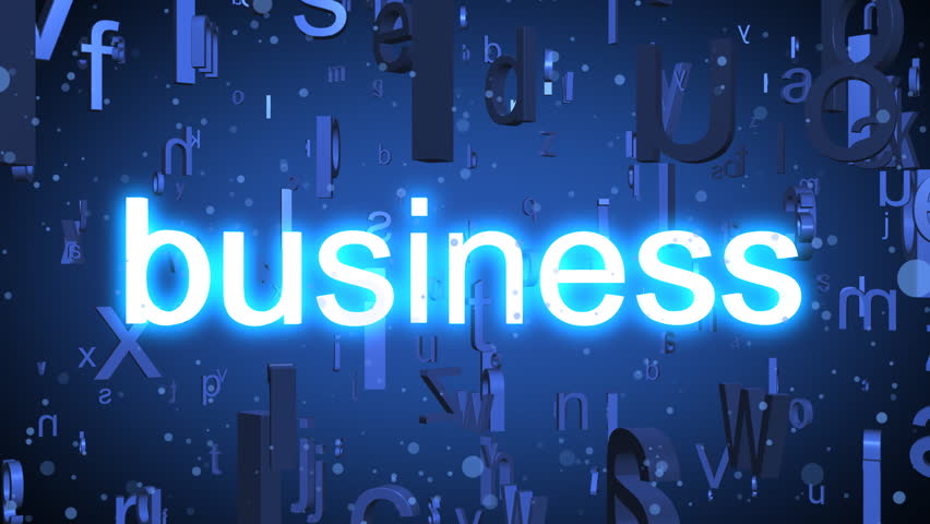 Business Words Concept Animation - Loop-ready HD, 7 words appearing from the letters, business terms.