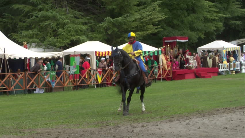 COMO, ITALY - CIRCA SEPT 2011:  Palio del Baradello re-enacts Barbarossa's visit to his allies in Como after defeating Milan in the 1159 battle, circa Sept 2011, Como, Italy. Period dances, games and shows create a medieval atmosphere at this annual event