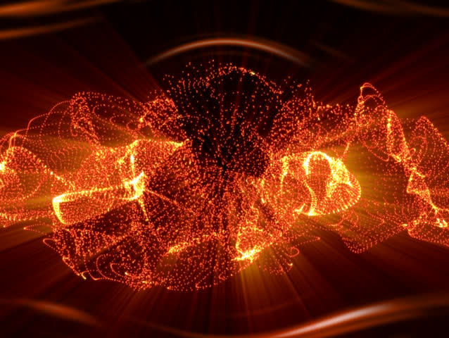 Abstract animation of flowing orange particles