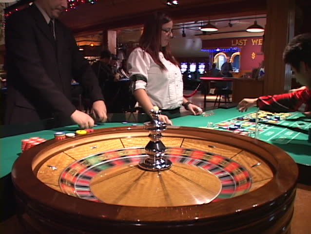 A spinning roulette wheel