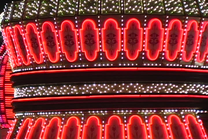 A view of flickering lights on the Las Vegas strip.