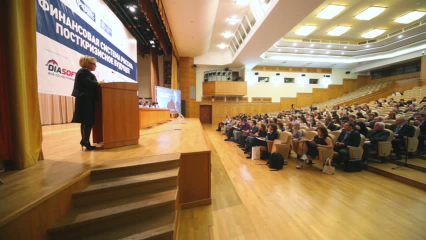MOSCOW - DECEMBER 10: Panorama of first annual Financial Forum on December 10, 2010 in Moscow. The forum is a platform where worldwide representatives of Banks, Asset Management Companies, Family Offices & HNWIs exchange their views.