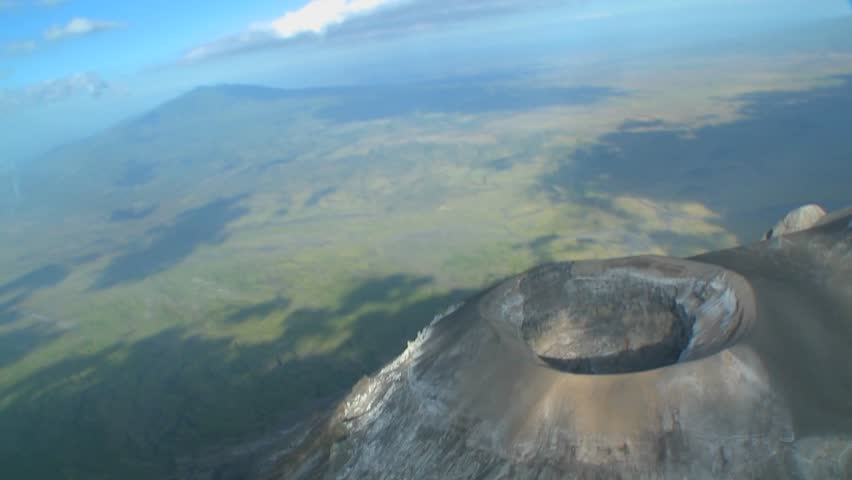 An aerial shot over the oldoinyo le ngai volcano in Tanzania.