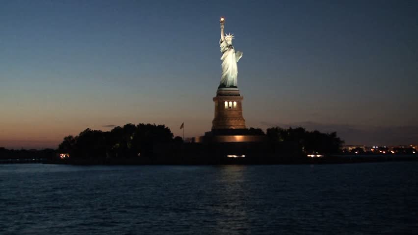 NEW YORK - CIRCA OCTOBER 2010: Statue of Liberty at night circa October 2010 in New York, NY. 