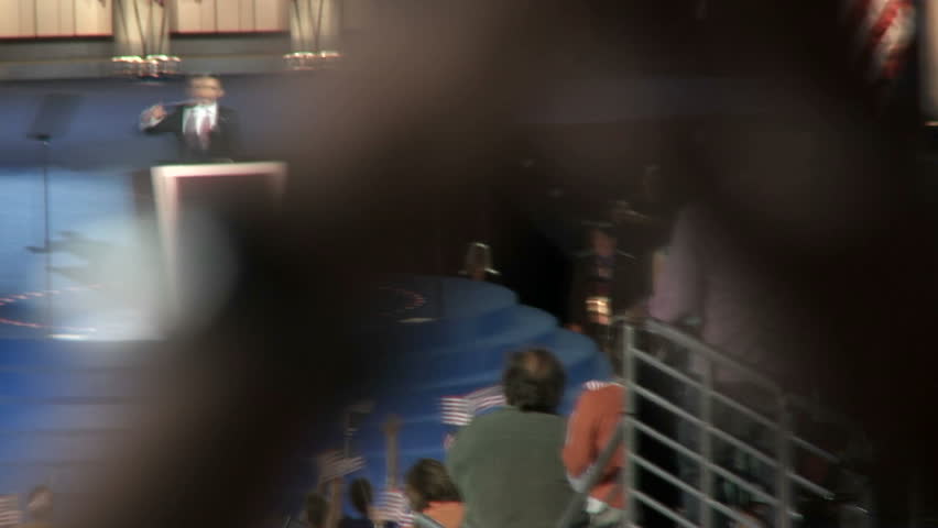 DENVER, CO - CIRCA 2008: Presidential Nominee Barack Obama waves to a packed Investco Field at the end of the 2008 Democratic National Convention circa 2008 in Denver Colorado.