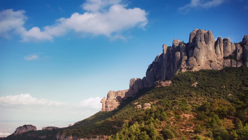 panning Timelapse of the famous and majestic montserrat mountains in catalonia, near barcelona, spain