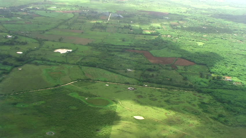 DOMINICAN REPUBLIC - CIRCA APRIL 2009: Aerial view of small town in Santo Domingo.