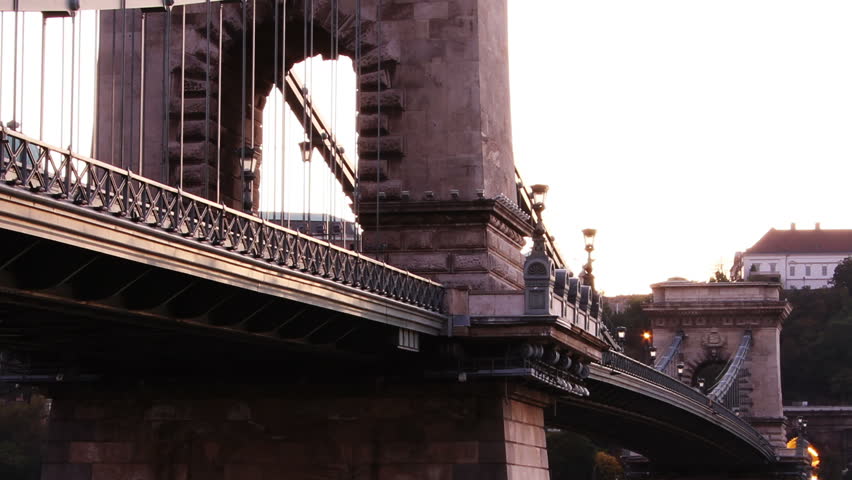 Szechenyi Chain Bridge Timelapse Budapest Hungary zoom