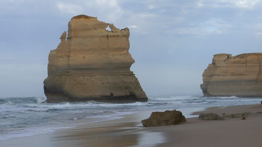 Rock formations known as the Twelve Apostles along the Australian coast.