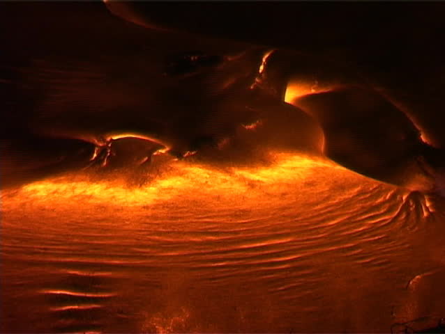 Lava oozing from a volcano forms strange otherworldly patterns.