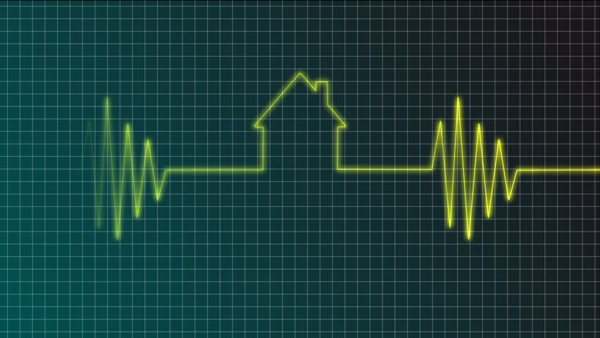 cardiogram curve with house symbol - animation