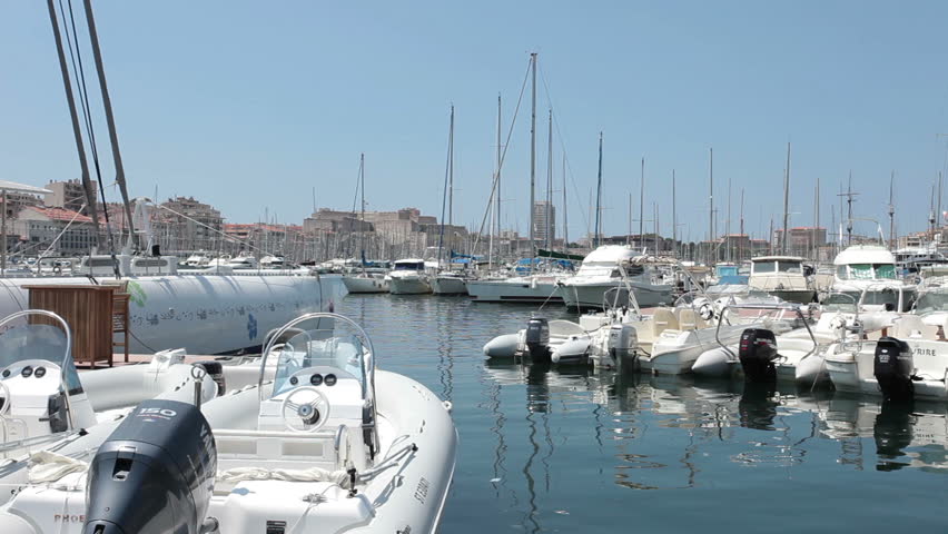Marseille France marina with sailboats, cruise boats. European vacation destination. 