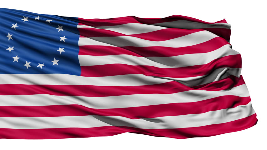 United States Betsy Ross Flag, the first flag of the US with 13 stars and said to be created by Betsy Ross