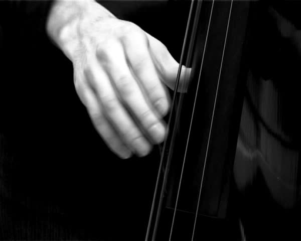 Jazz player in black and white. Imitation of documentary movie 50-60s years 
