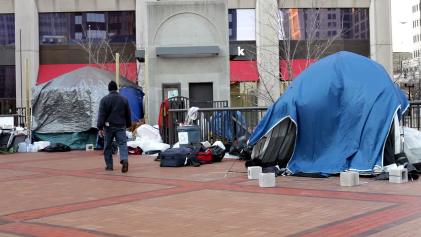 DAYTON, OHIO - NOV 17: Occupy Dayton Tents in Downtown at Campsite for protesters with the same beliefs as Occupy Wall Street in Dayton, Ohio on November 17, 2011.