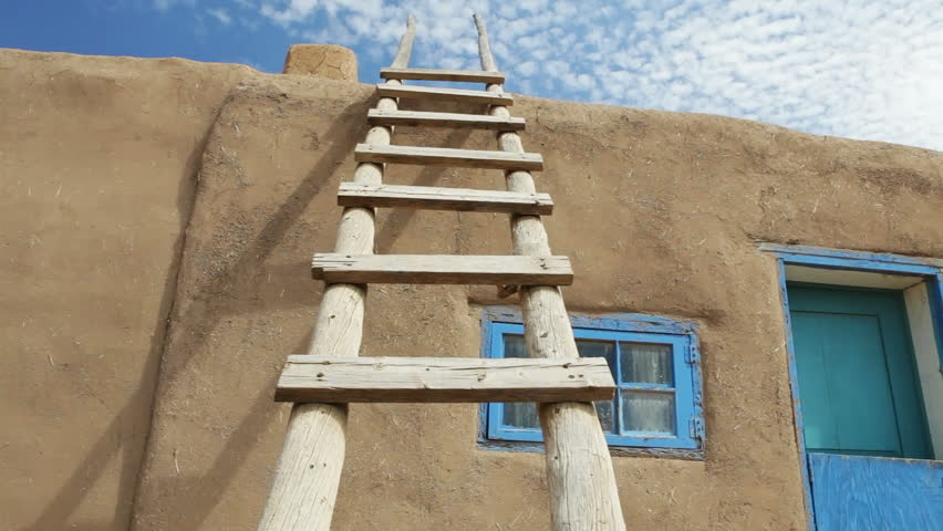 Wooden Ladder Against Adobe Building, Taos Pueblo, New Mexico, dolly