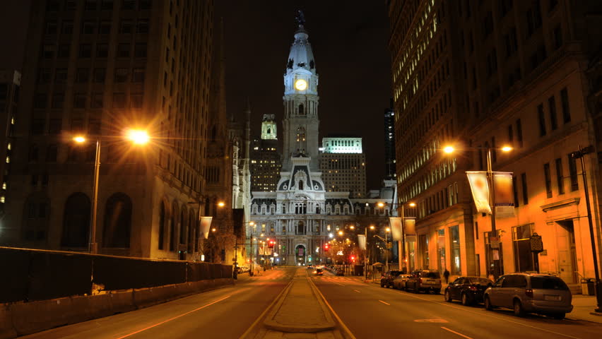 Philadelphia night time traffic timelapse