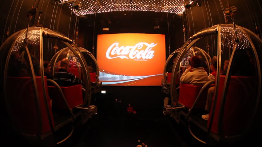TEL AVIV, ISRAEL - FEB 15, 2010: Visitors watch 3D promotional clips while seated in floating bubbles at the Coca-Cola Center of the Senses on February 15, 2010 in Tel Aviv.