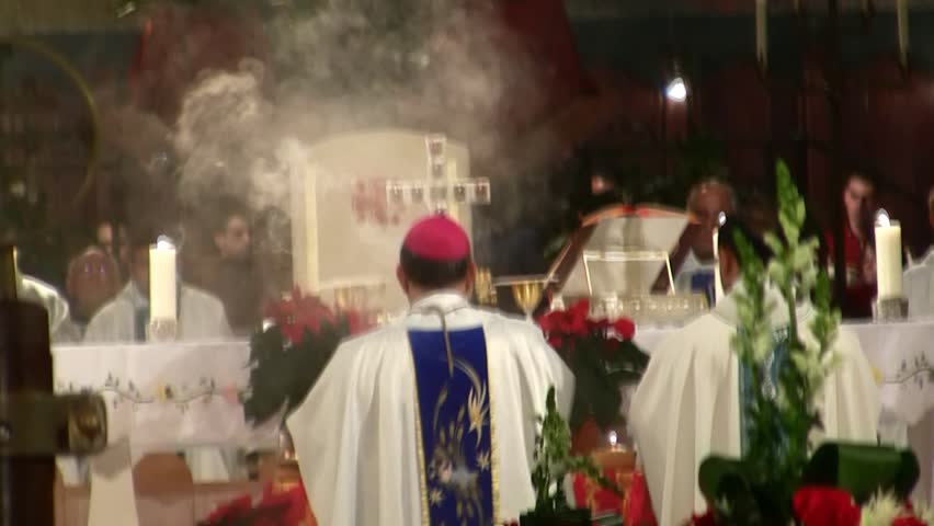 NAZARETH, ISRAEL - DEC 24, 2008: Christmas Mass at the Basilica of Annunciation on December 24, 2008 in Nazareth.