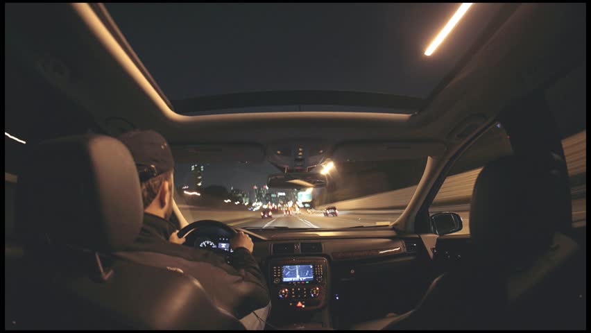 Alternate timelapse from interior of car driving on city highway HD