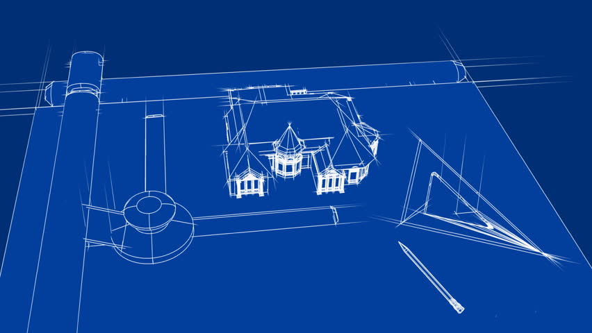 Blueprint House on Drafting Table